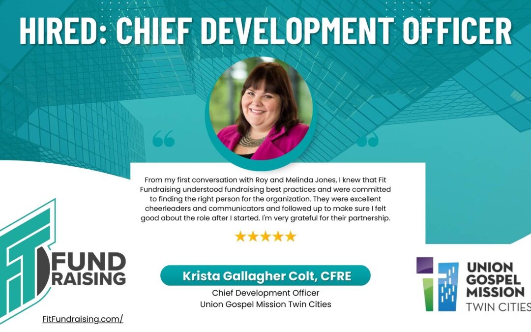 Fit Fundraising Announces Successful Leadership Placement at Union Gospel Mission Twin Cities